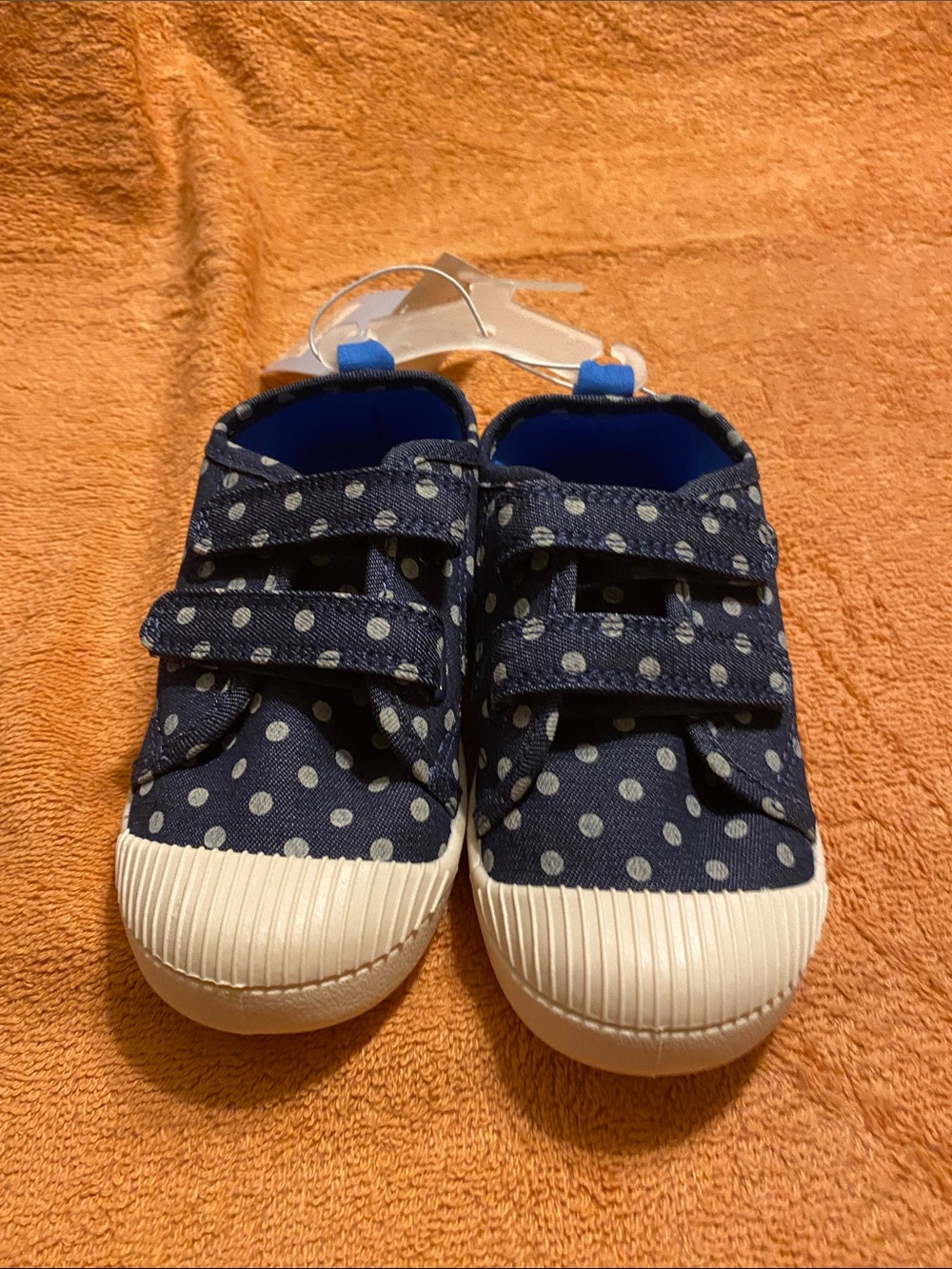 Cat & jack Navy Polka Dot Velcro Sneakers - Picture 1 of 4